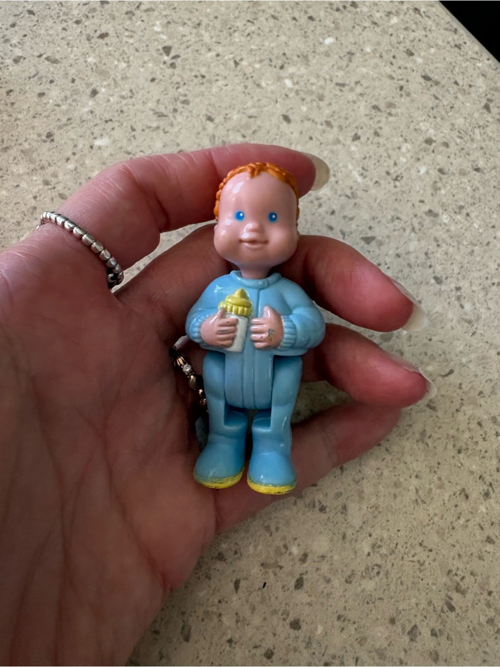 1994 Dream Dollhouse baby boy twin Fischer Price blue sleeper bottle articulate